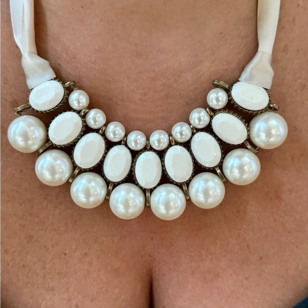 🎁  Unique Designer  Faux Pearl Necklace Choker Reversable. Cambodia designer